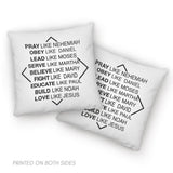 Christian pillows: Pray like Nehemiah obey like Daniel pillow