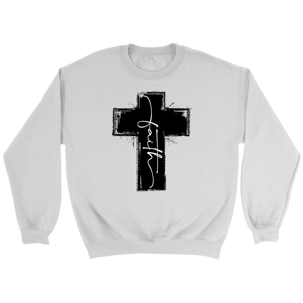 Christian sweatshirts: Faith cross sweatshirt White / S