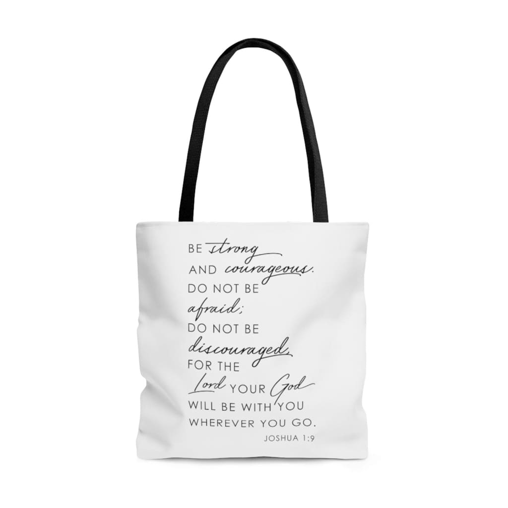 Christian tote bag: Be strong and courageous Joshua 1:9 tote bag 13 x 13