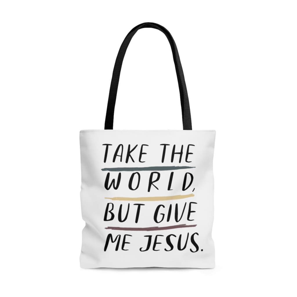 Christian tote bags: Take the world but give me Jesus tote bag 13 x 13