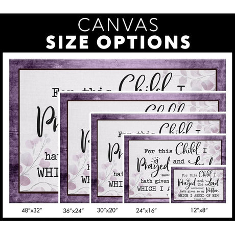 1 Samuel 1:27 KJV For This Child I Prayed Wall Art Canvas Size Options.
