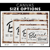 Christian wall art: Blessed by the amazing grace of God canvas size options.