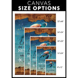 Sea turtles Christian wall art canvas with "Every day is a new beginning, take a deep breath and start again.'' / size options.