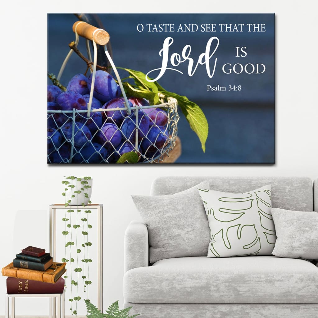 Christian wall art: Grapes O taste and see that the Lord is good wall art canvas