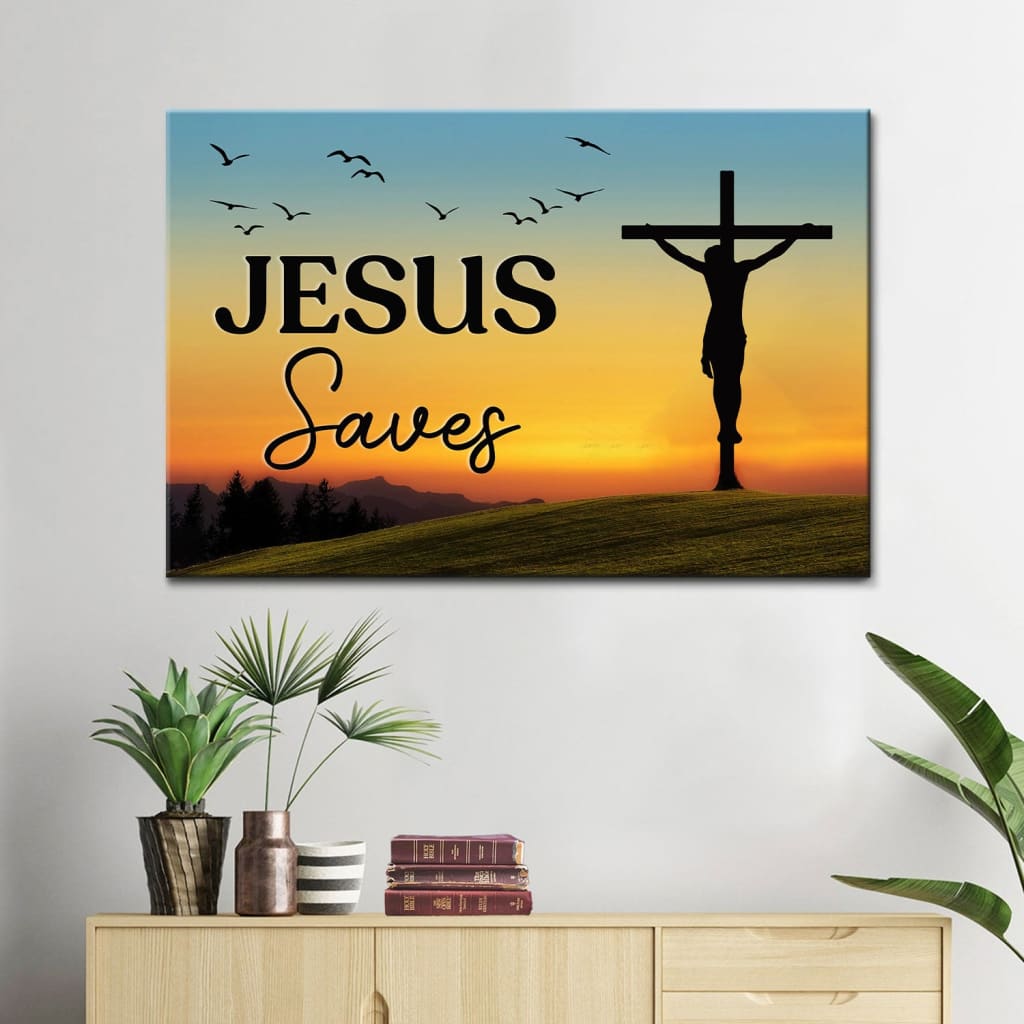 Christian wall art: Jesus saves wall art canvas print