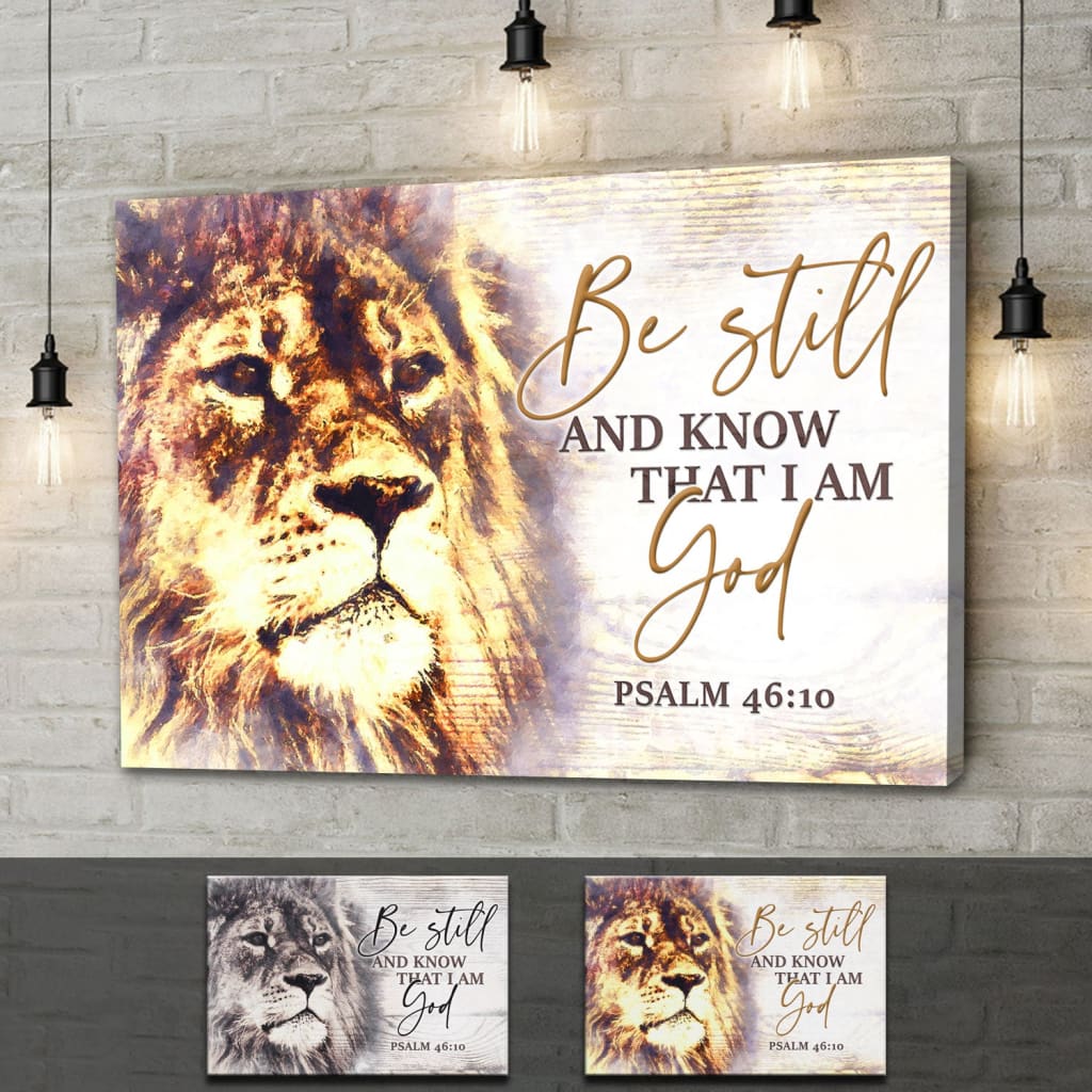 Christian wall art: Lion of Judah Be still and know that I am God canvas print