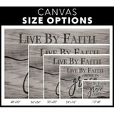 Rustic Live by faith grow in grace walk in love wall art canvas size options.