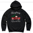Christmas begins with Christ plaid truck Christian hoodie Black / S