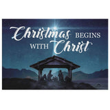 Faith-based Christmas wall art displaying "Christmas Begins With Christ" and Jesus’ birth, great religious holiday gift and decor.