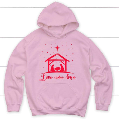 Christian Christmas gifts: Love came down Jesus born Christian hoodie Light Pink / S