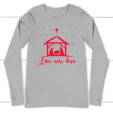 Christian Christmas gifts: Love came down Jesus born long sleeve t-shirt Athletic Heather / S