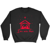 Christian Christmas gifts: Love came down Jesus born sweatshirt Black / S
