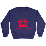 Christian Christmas gifts: Love came down Jesus born sweatshirt Purple / S