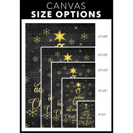 Religious Christmas wall art canvas with "O Come Let Us Adore Him, Christ The Lord" and a festive Christmas tree, perfect for faith-filled Christmas home decor.