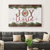 Inspirational canvas print with "Joy To The World" and a festive Merry Christmas border, ideal Christian Christmas gift.
