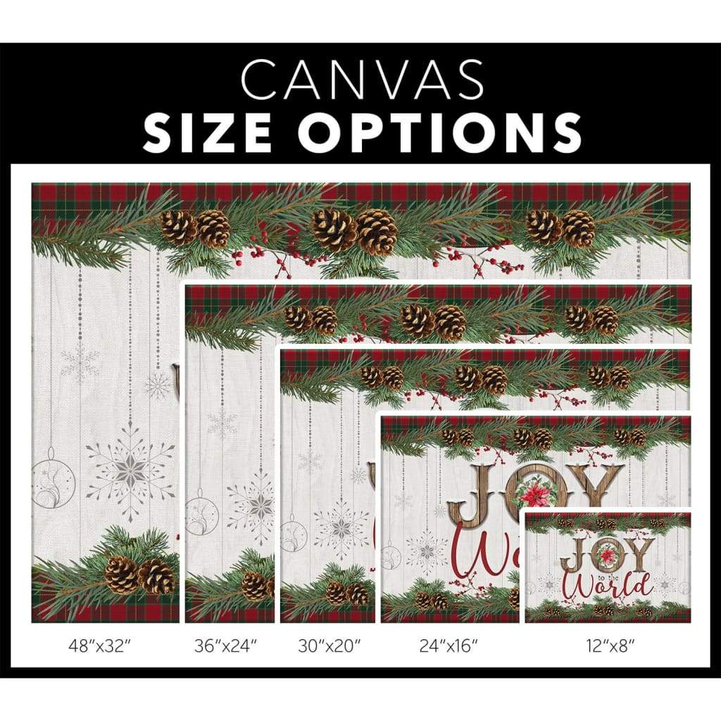 Religious Christmas wall art canvas with "Joy To The World" and a Merry Christmas border, perfect for Christian Christmas gift-giving.