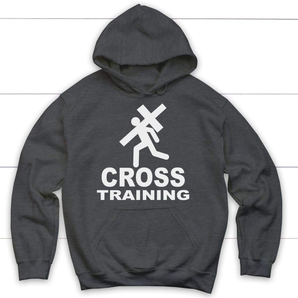 Cross training Christian hoodie | Christian apparel Dark Heather / S