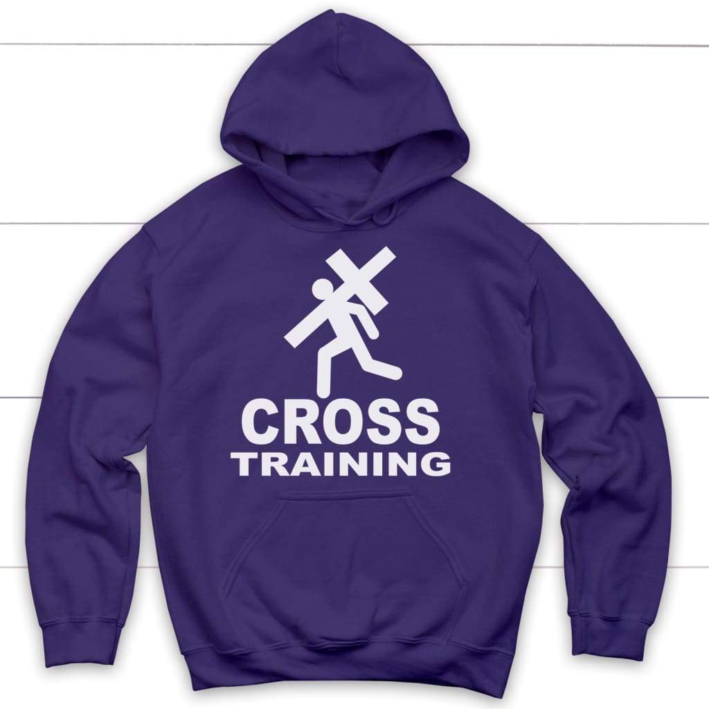 Cross training Christian hoodie | Christian apparel Purple / S