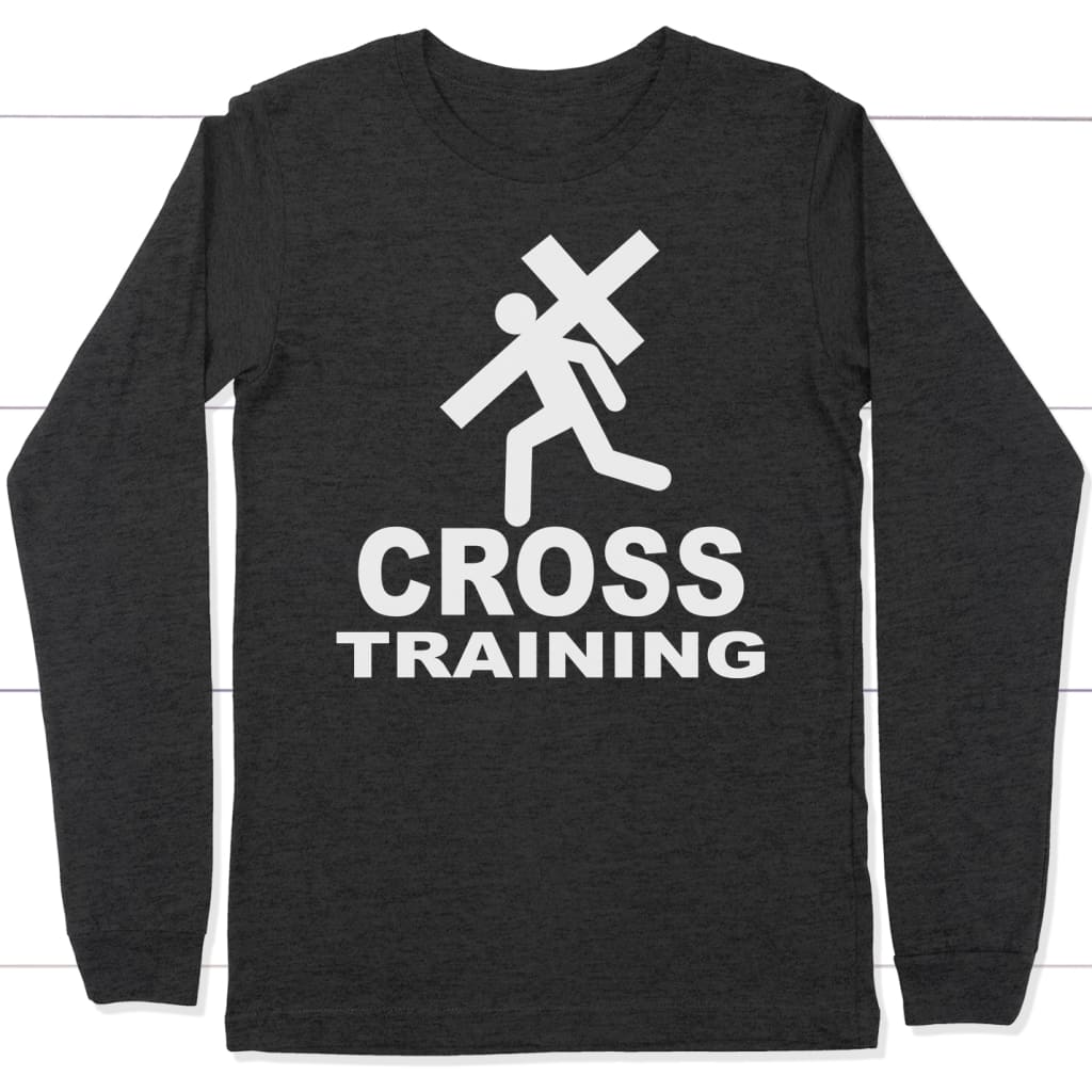 Cross training long sleeve t-shirt - Christian apparel Dark Grey Heather / S