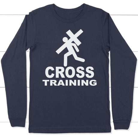 Cross training long sleeve t-shirt - Christian apparel Navy / S