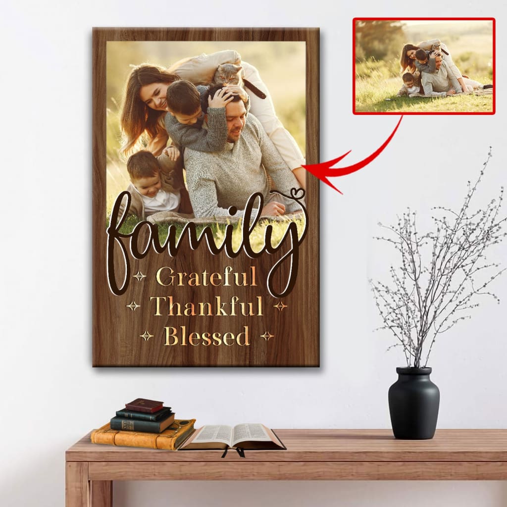 Custom family Grateful thankful blessed wall art canvas