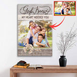Personalized "God Knew My Heart Needed You" Christian wall art canvas with custom photo, heartfelt faith-based gift.