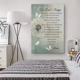 Religious wall art canvas featuring The Lord's Prayer and dandelion design, perfect for faith-filled home decor.