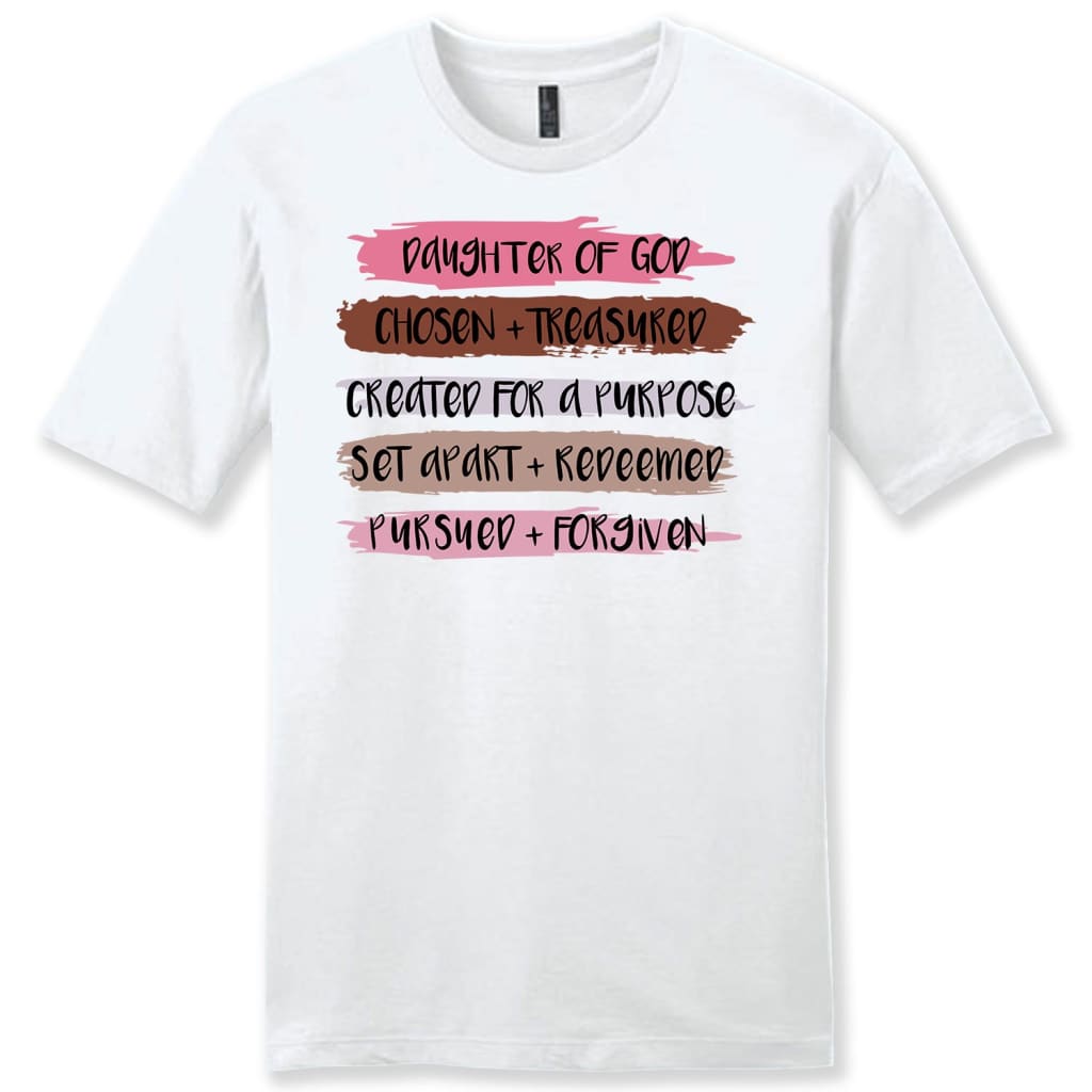 Daughter of God Chosen and Treasured mens Christian t-shirt White / S