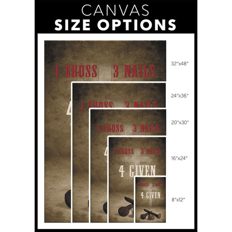 Christian wall decor with "1 Cross 3 Nails 4given," a powerful Easter canvas gift / canvas size options.