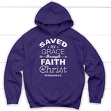 Ephesians 2:8 Saved by grace Bible verse hoodie | Christian apparel Purple / S