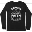 Ephesians 2:8 Saved by grace long sleeve t-shirt | Christian apparel Black / S
