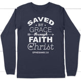Ephesians 2:8 Saved by grace long sleeve t-shirt | Christian apparel Navy / S