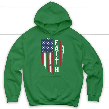 Faith and American flag Christian hoodie | Faith hoodies Irish Green / S