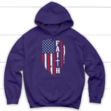 Faith and American flag Christian hoodie | Faith hoodies Purple / S