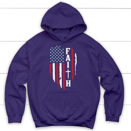 Faith and American flag Christian hoodie | Faith hoodies Purple / S