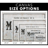 Christian rustic farmhouse canvas print featuring "Faith As Small As A Mustard Seed Can Move Mountains," ideal inspirational wall art.