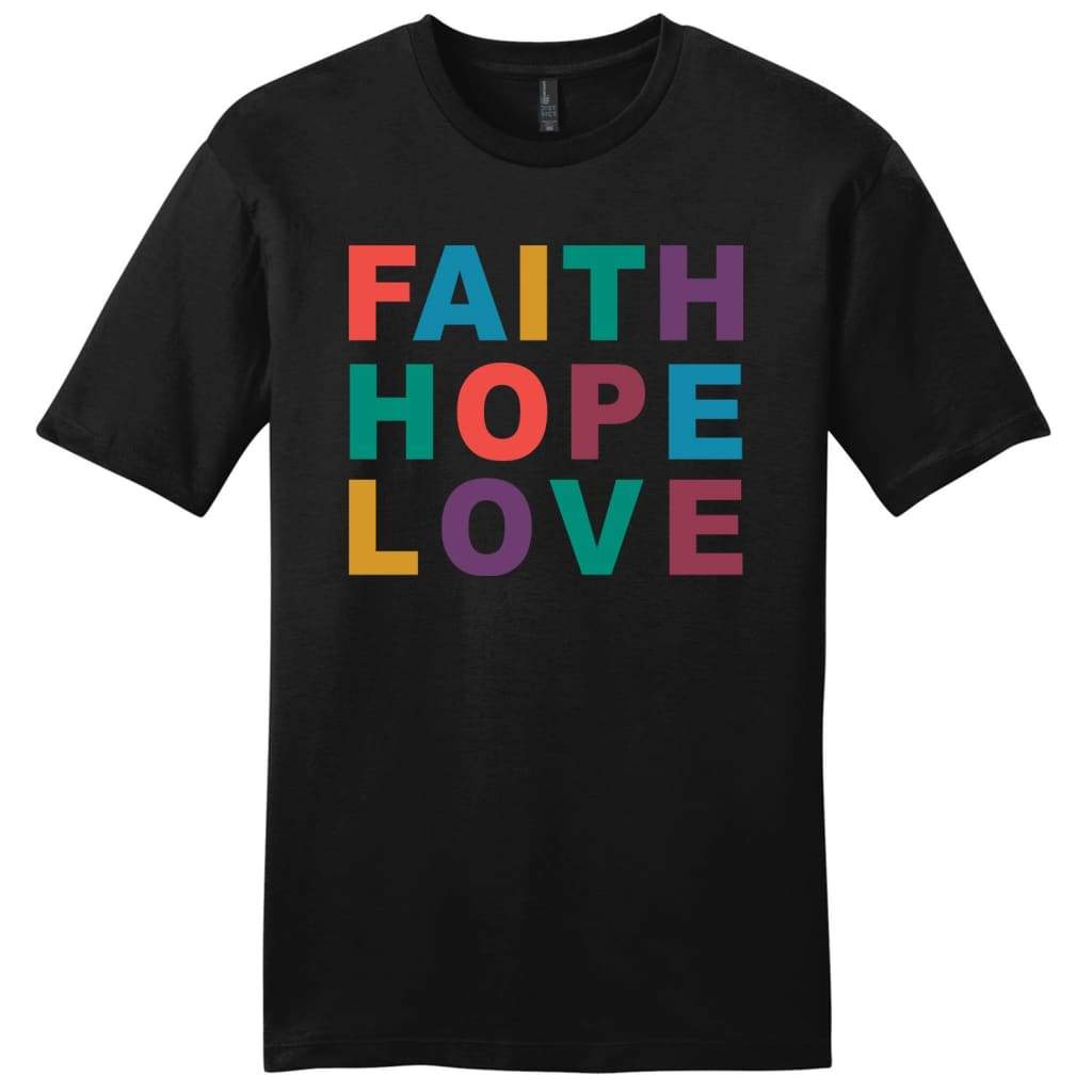 Faith hope Love mens Christian t-shirt Black / S