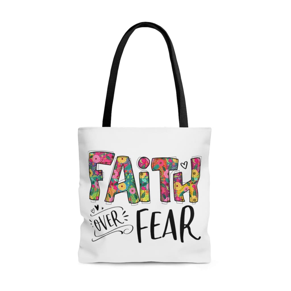 Faith over fear Christian tote bag | Faith tote bags 13 x 13