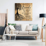 Inspirational wall art canvas featuring "Family Like Branches On A Tree," ideal Christian gift for family homes.