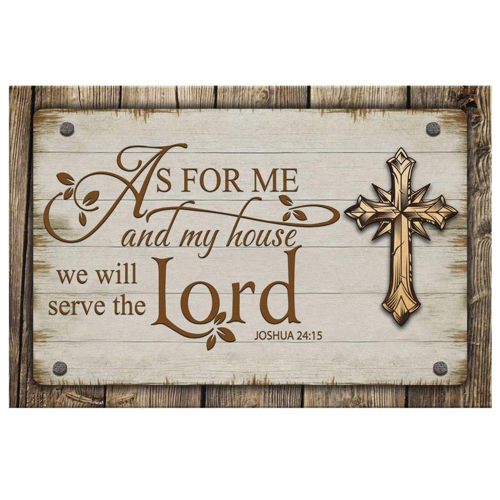 Farmhouse-style Christian wall art canvas with cross and Joshua 24:15 verse, Bible Verse Wall decor