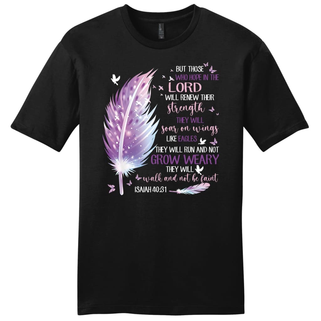Feather But those who hope in the Lord Isaiah 40:31 men’s Christian t-shirt Black / S