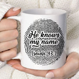 Fingerprint He knows my name Isaiah 43:1 coffee mug 11 oz