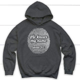 Fingerprint He Knows My Name Isaiah 43:1 hoodie Dark Heather / S