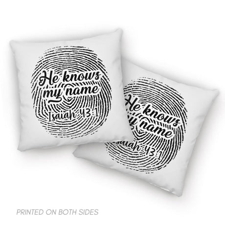 Fingerprint He knows my name Isaiah 43:1 pillow