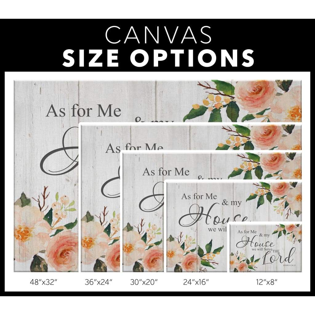 Inspirational wall art with Joshua 24:15 Bible verse and floral design, ideal Christian home decor for believers.