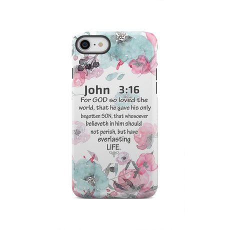 For God so loved the world John 3:16 Bible verse phone case iPhone SE 2020 / Tough