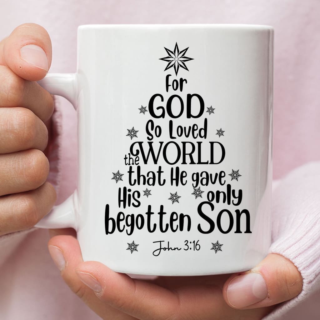 For God so loved the world John 3:16 Christian Christmas coffee mug 11 oz