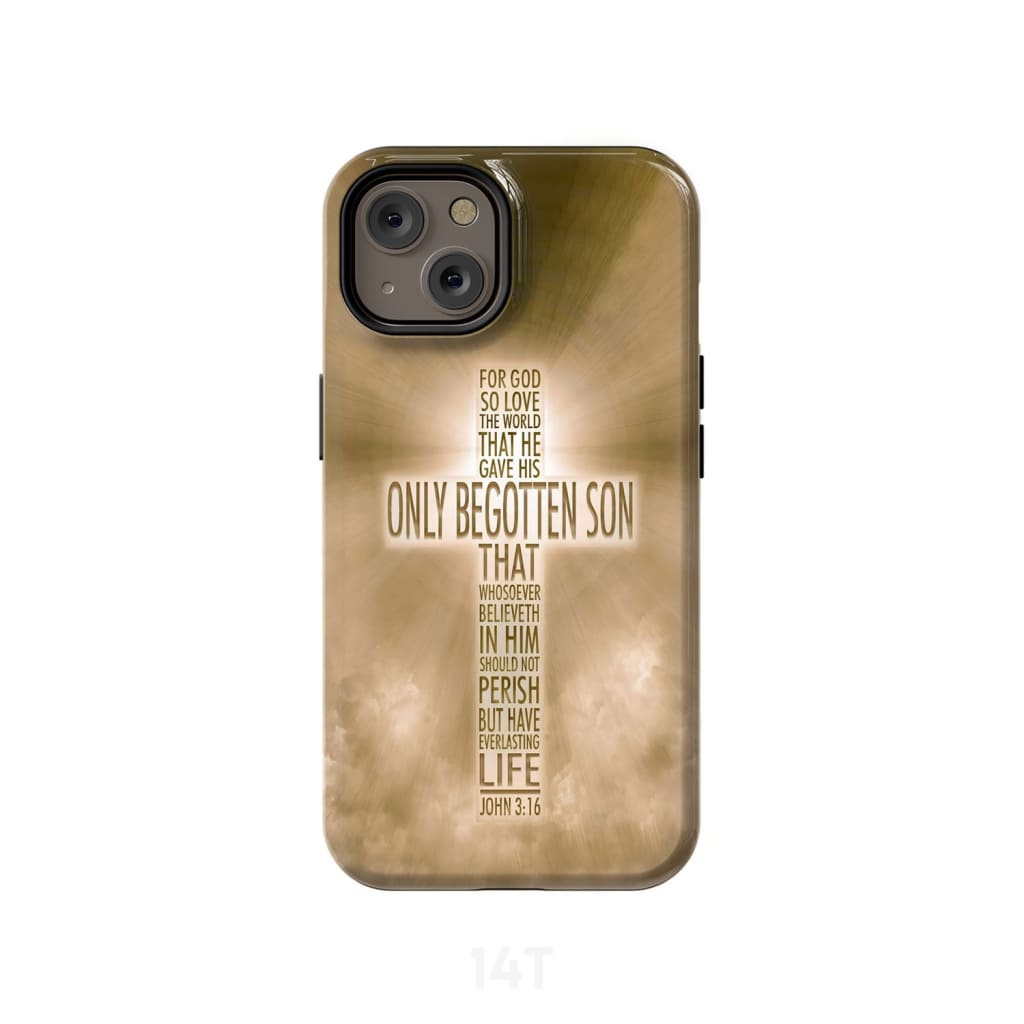 For God so loved the world John 3:16 KJV Bible verse phone case iPhone 14 / Tough