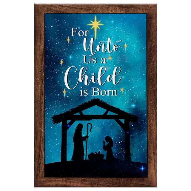 Christmas Wall Decor, For Unto Us a Child is Born Sign Wall Art