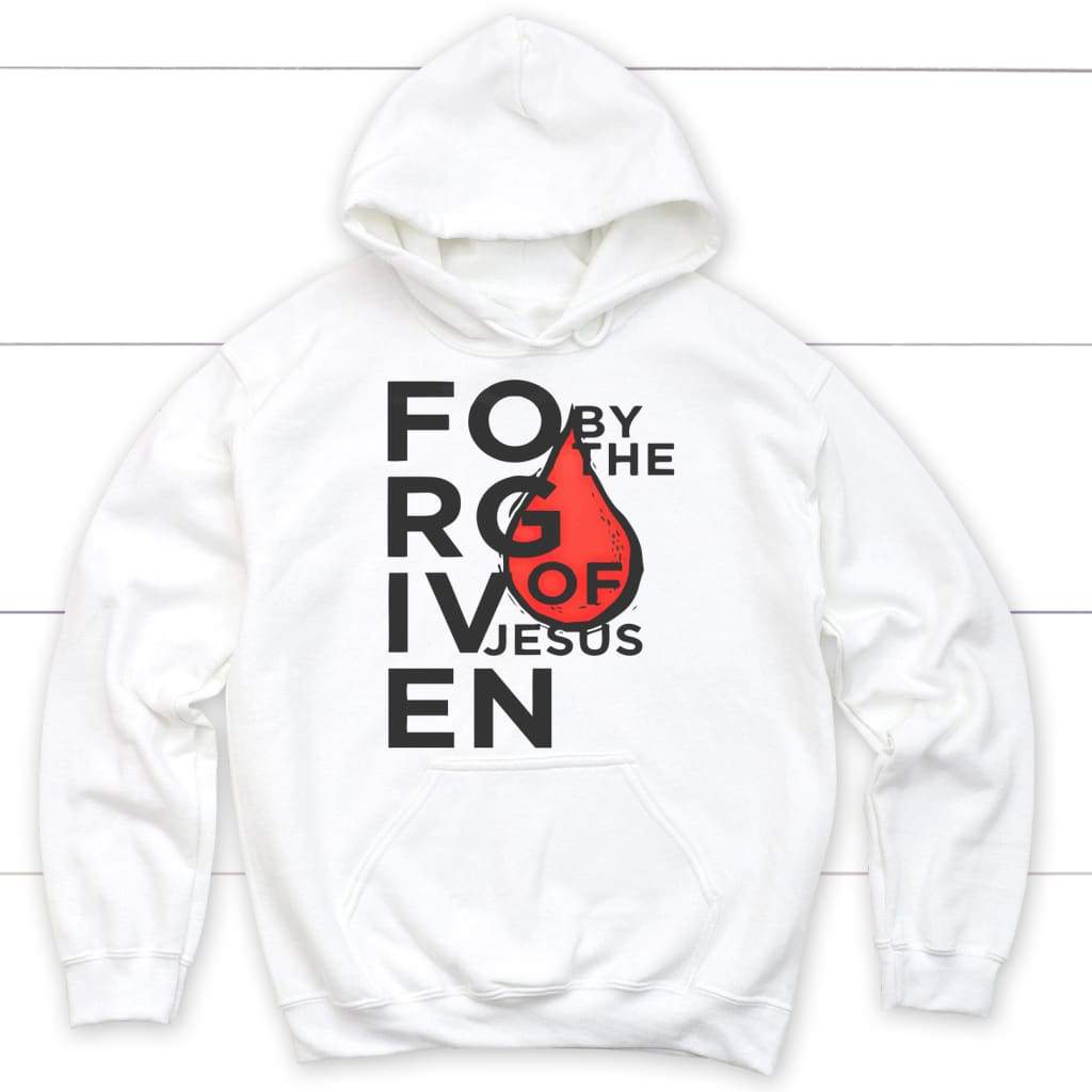 Forgiven by the blood of Jesus hoodie - Christian hoodies White / S